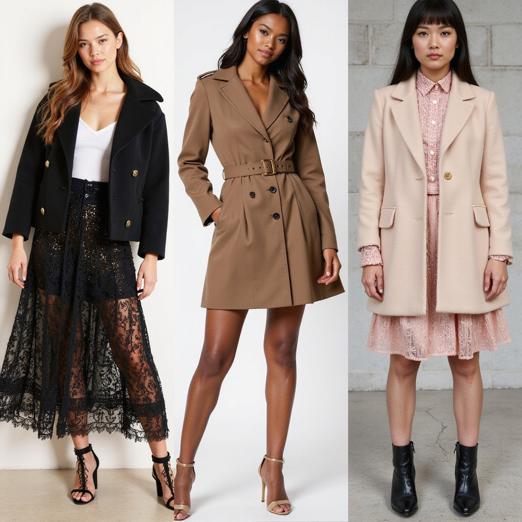 Une célébrité parcourant sa garde-robe sur Vinted, souriante, entourée de vêtements et d’accessoires de luxe, prête à les partager avec ses fans.