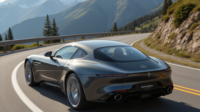 [Une Bovensiepen Zagato en pleine accélération sur une route de montagne]