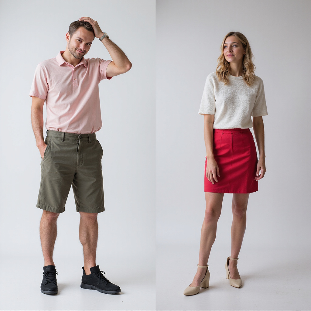Une femme utilisant lapplication Doji pour essayer virtuellement une tenue sur son avatar personnalisé, avec des vêtements variés affichés à lécran.