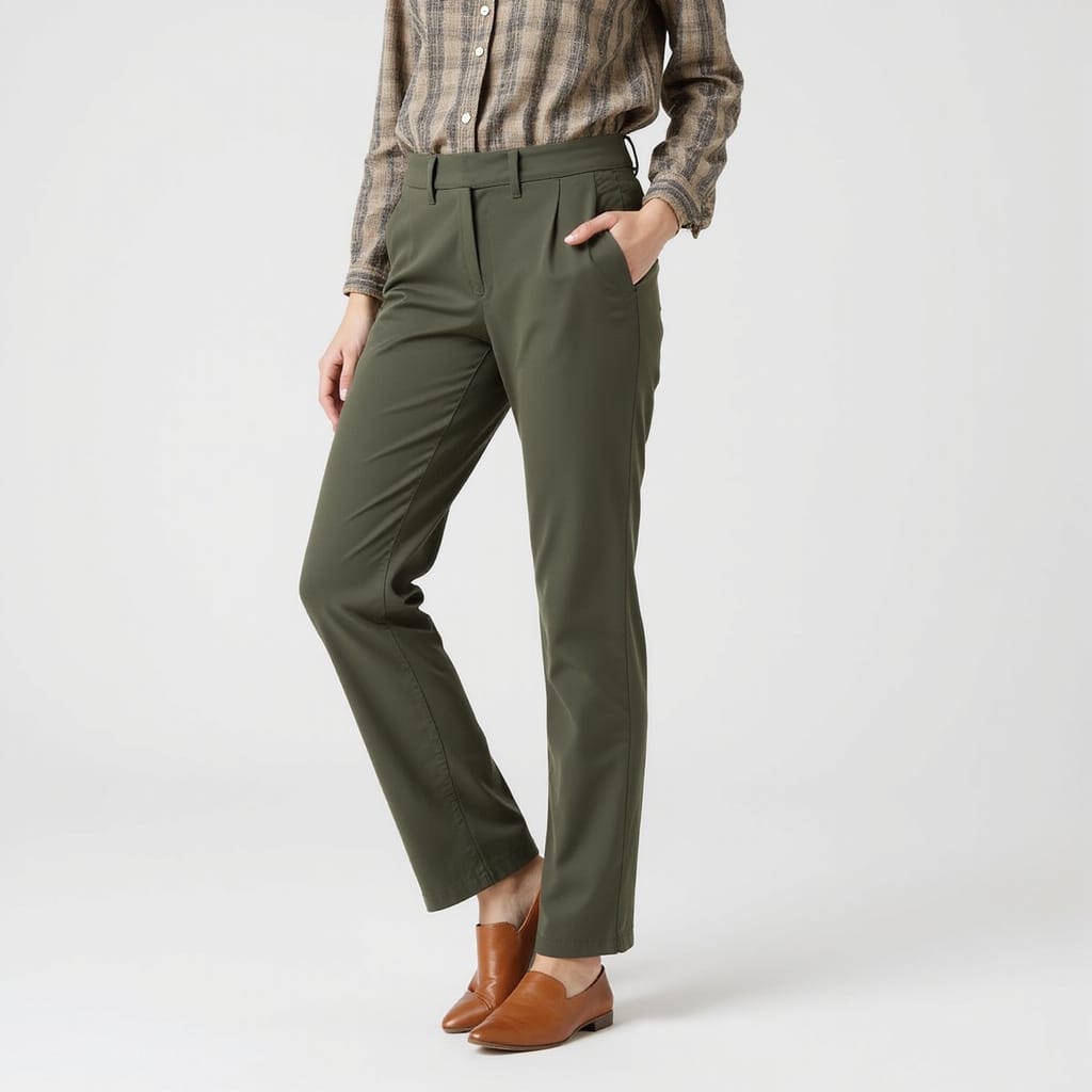 Une femme portant des pantalons larges et élégants, confortables et polyvalents pour toutes les occasions.