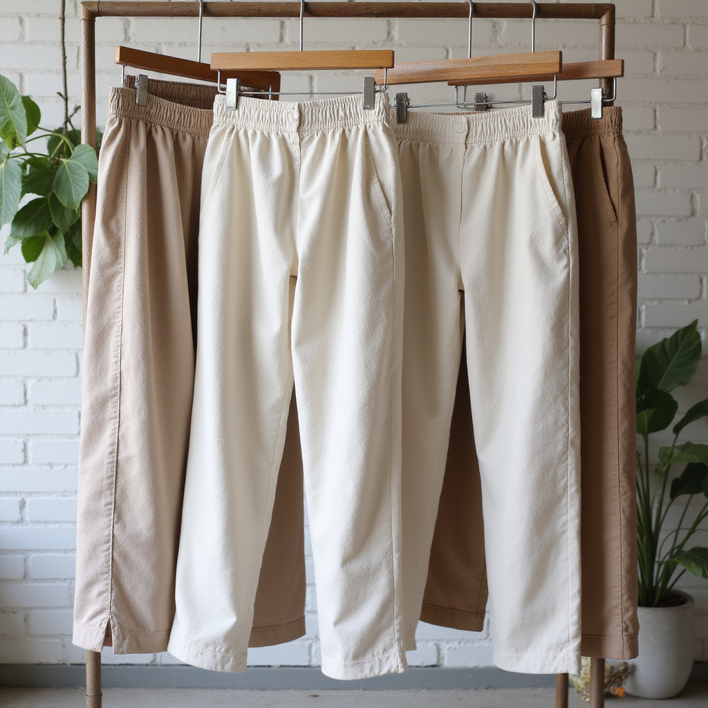 Une femme portant des pantalons larges et élégants, confortables et polyvalents pour toutes les occasions.