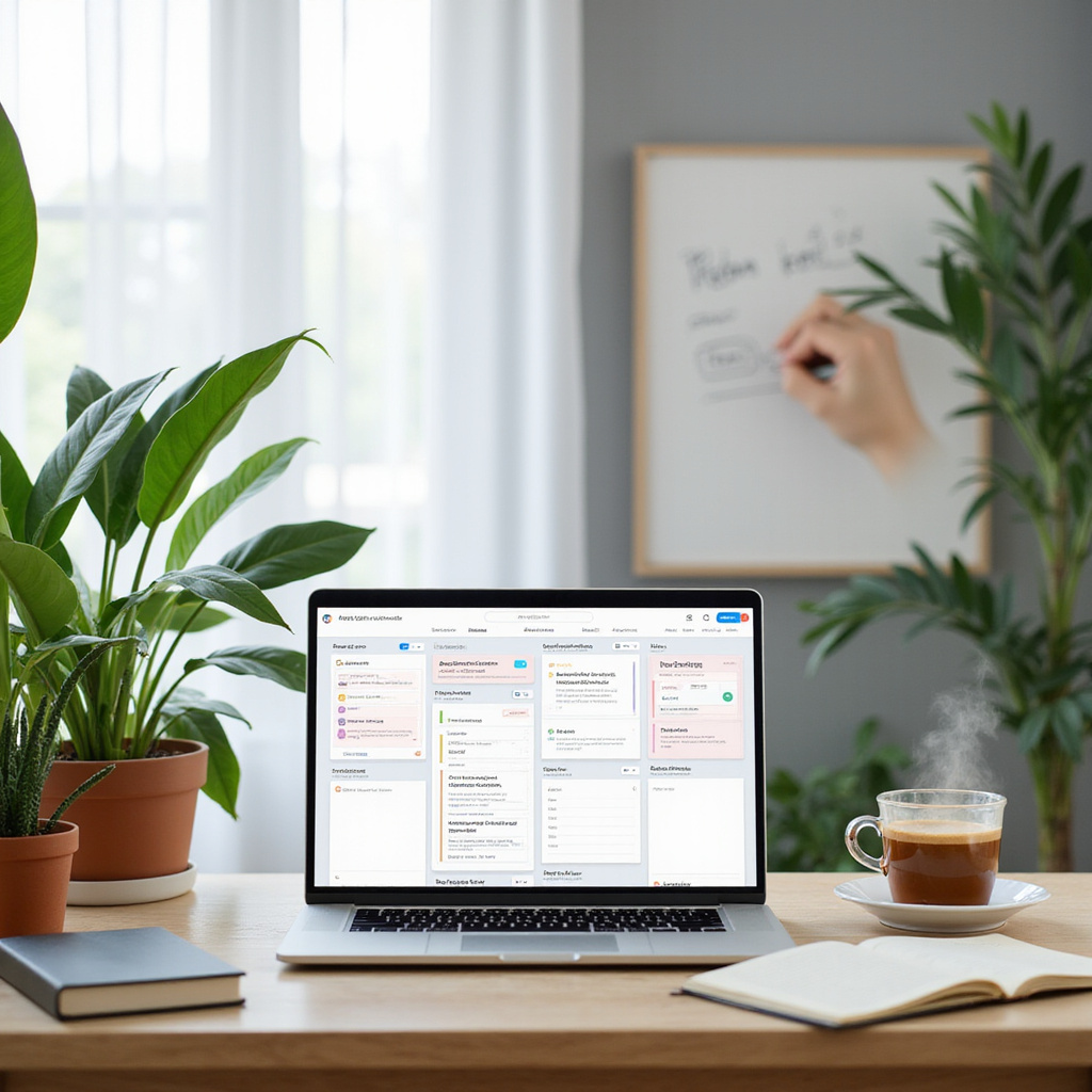 Alt-text : Un écran dordinateur montrant un modèle Notion personnalisé utilisé pour la gestion des ventes en ligne.