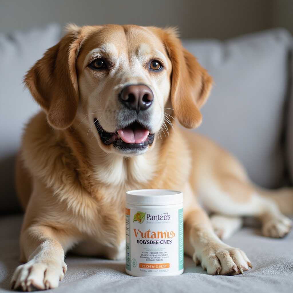 Un chien heureux et en bonne santé recevant des soins nutritionnels adaptés à ses besoins.