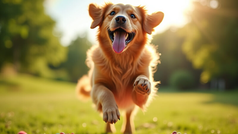 Un chien heureux et en bonne santé recevant des soins nutritionnels adaptés à ses besoins.