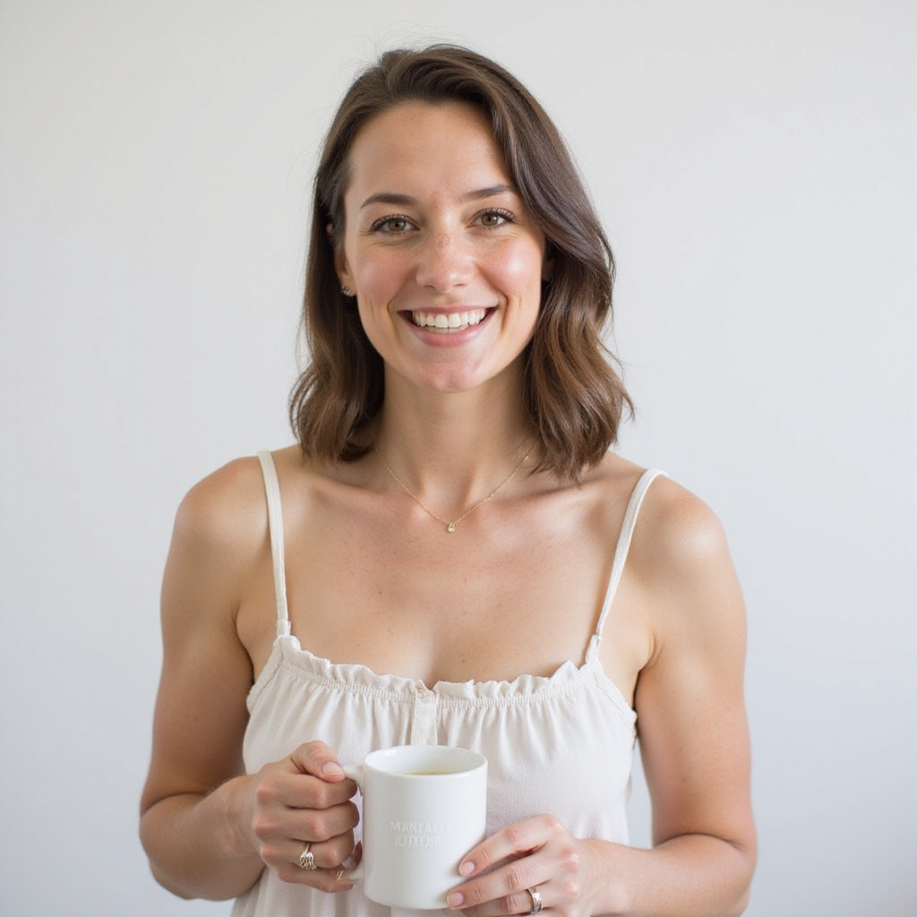 Alt-text : Une tasse de thé fumante posée à côté d’un masque de luminothérapie rouge, symbolisant des moments de calme et de soin pour les mamans.