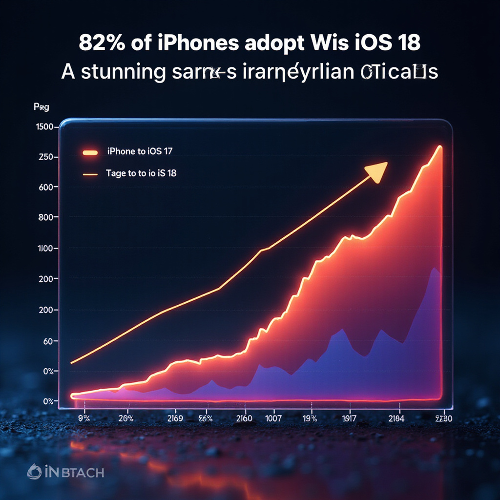 Un graphique montrant lévolution du taux dadoption diOS 18 sur les iPhones compatibles depuis son lancement.