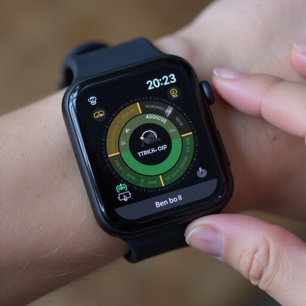 Une femme utilisant l’Apple Watch avec l’application Workout Buddy pendant une course, recevant des conseils vocaux en temps réel.