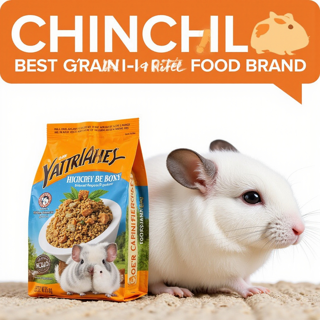 Alt-text: Un chinchilla mâchant du foin dans un environnement propre et sain, illustrant une alimentation sans céréales.