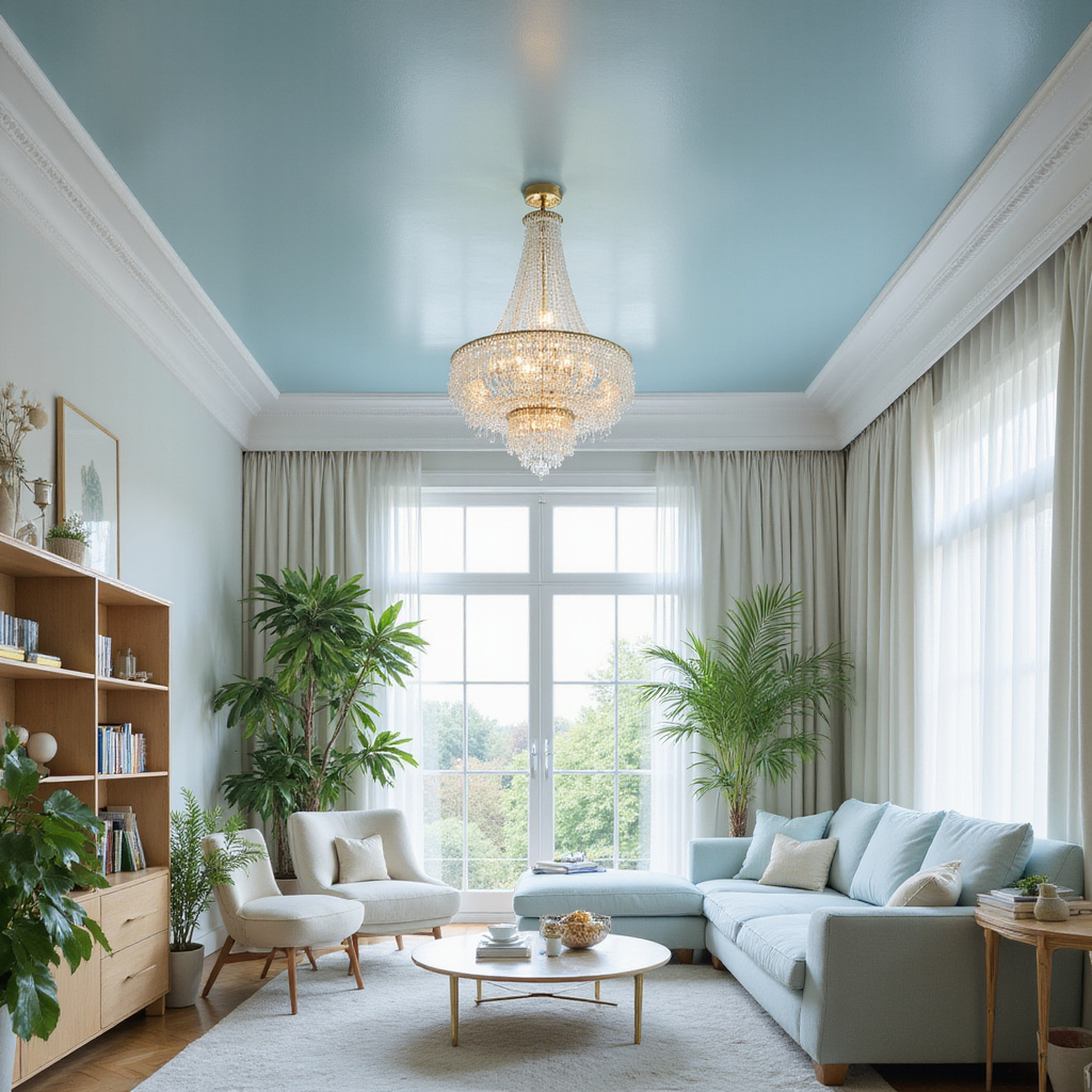 Une pièce avec un plafond blanc et un plafond coloré, illustrant les différences dambiance et de style.