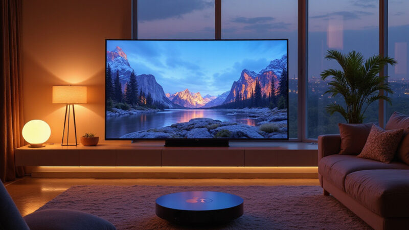 Apple TV avec la nouvelle interface Liquid Glass affichant des profils utilisateurs et une mise en page moderne.