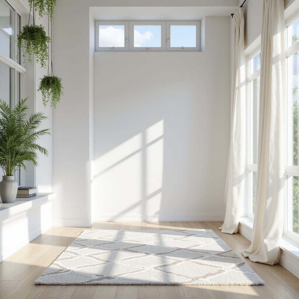 Une pièce avec un plafond bas, aménagée avec des couleurs claires et un éclairage bien pensé, donnant une illusion d’espace.