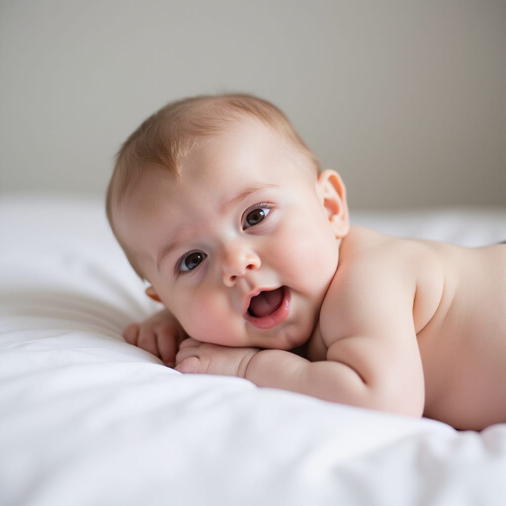 Un bébé de 6 mois endormi paisiblement dans son berceau, entouré dune ambiance calme et apaisante.