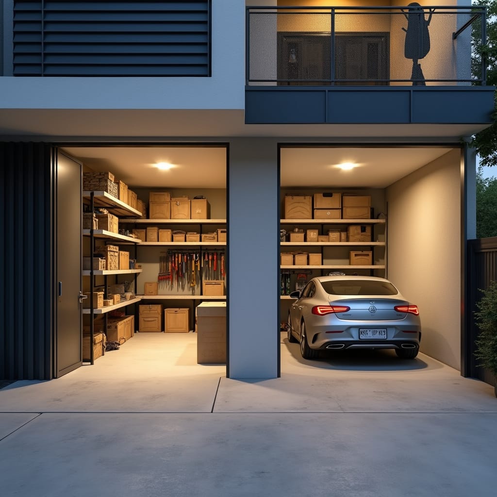 Un appartement moderne avec cellier et place de parking, illustrant l’organisation et la praticité de cet espace de vie.