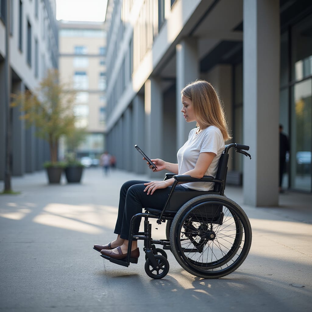 Une personne utilisant une prothèse bionique pour effectuer des tâches quotidiennes, symbolisant lautonomie retrouvée grâce aux technologies dassistance.