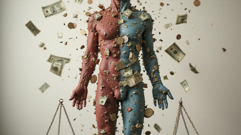 Une femme stressée vérifiant son compte bancaire sur son ordinateur portable, illustrant la dysmorphie financière.