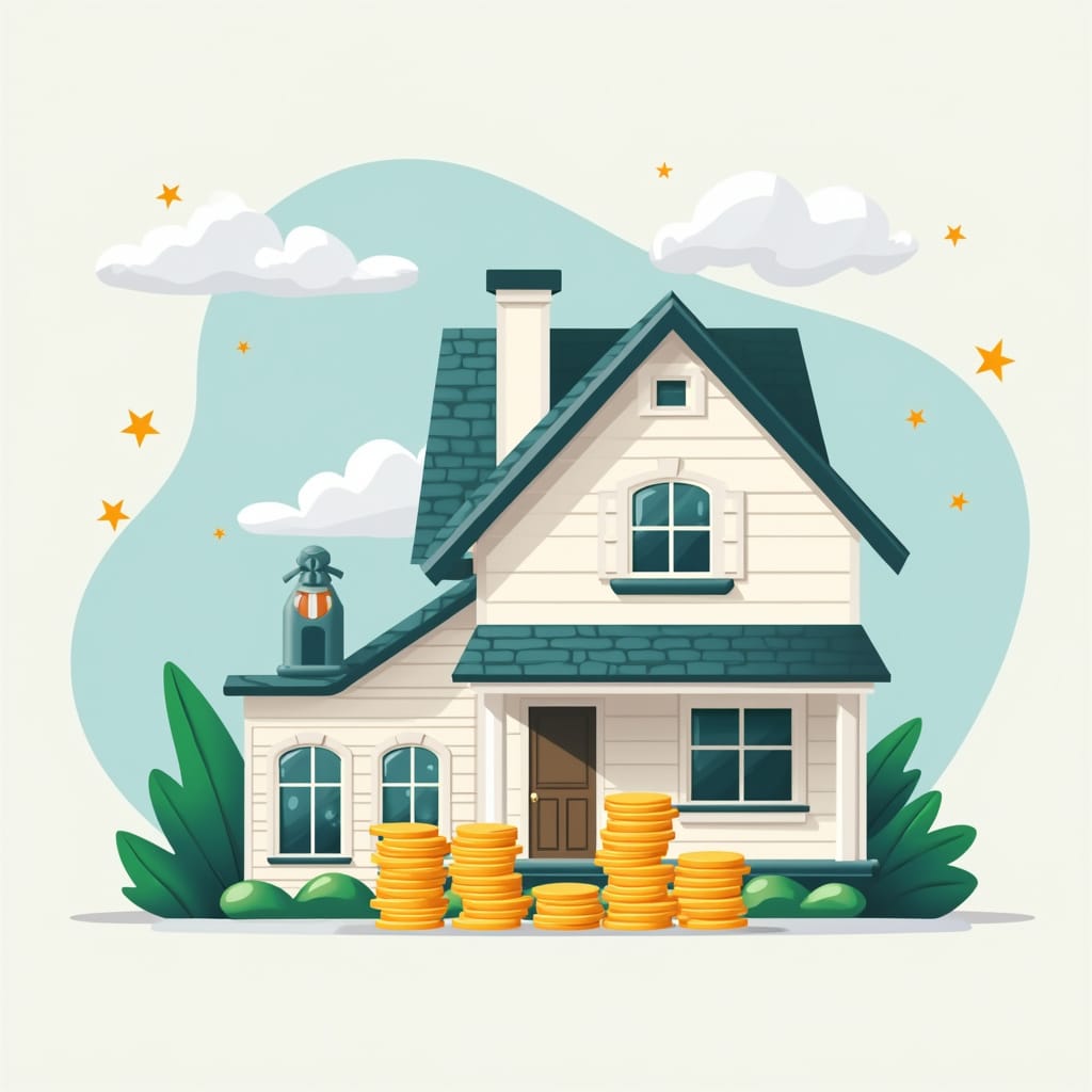 Description alt-text pour une image : Une personne souriante tenant une calculatrice et des documents financiers, symbolisant la renégociation réussie d’un prêt immobilier.