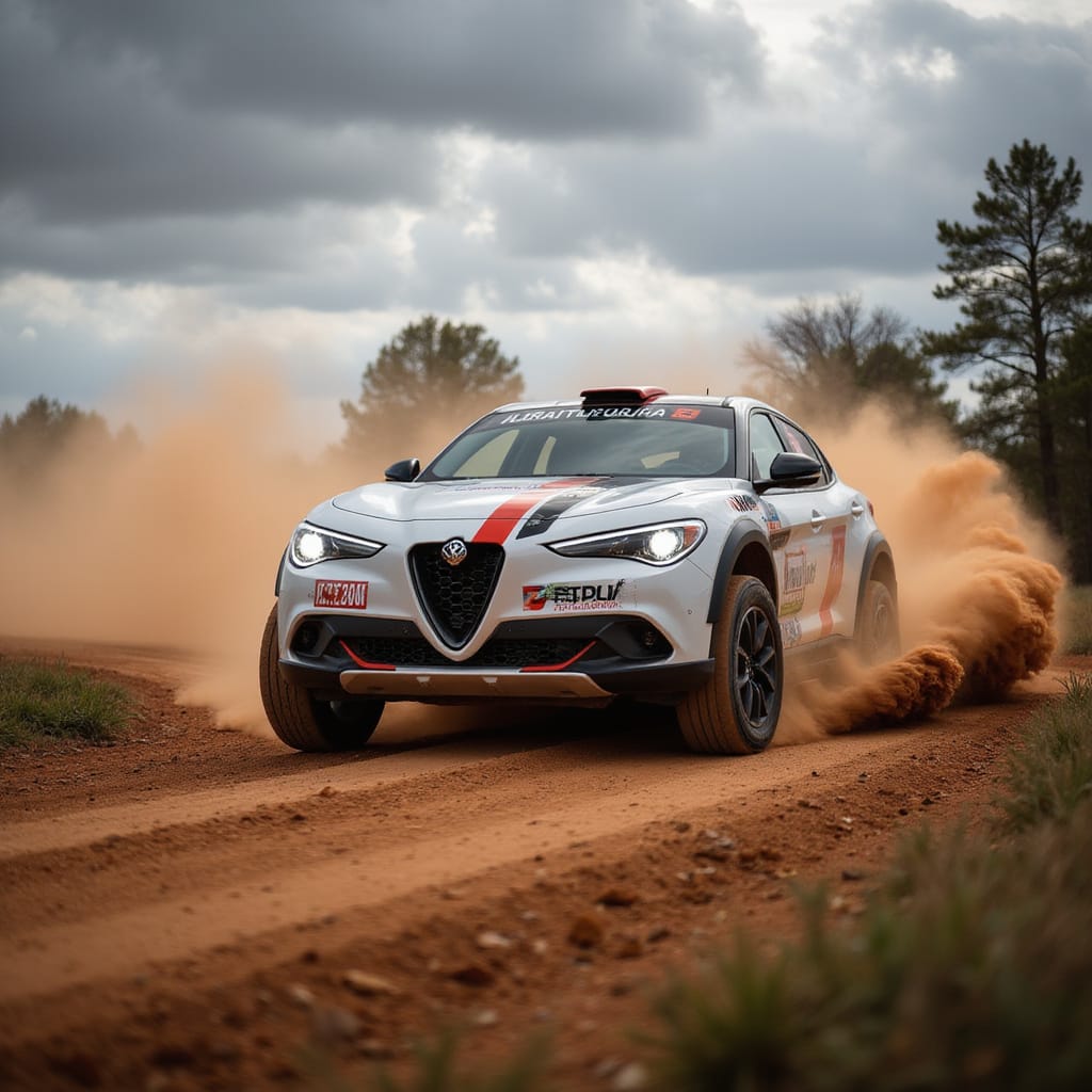 [Une Alpine A290 Rallye sur un circuit de rallye, montrant son design sportif et ses roues EVO Corse]