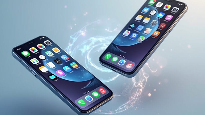 Un utilisateur basculant entre ses comptes Google professionnel et personnel sur Chrome pour iOS, avec une interface intuitive et sécurisée.
