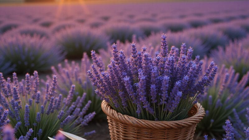 Image dune lavande bien taillée dans un jardin ensoleillé, montrant des tiges coupées net et une plante compacte et saine.