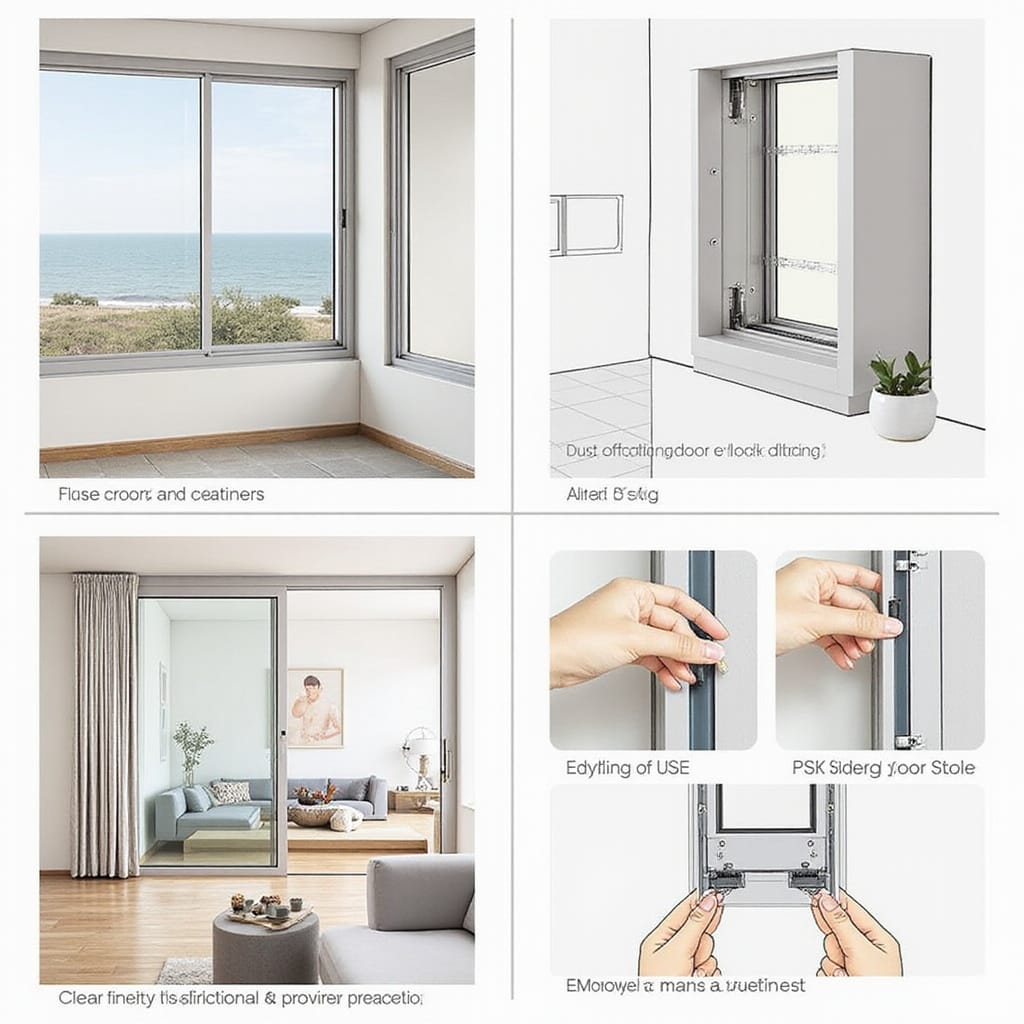 Image de deux types de portes de terrasse, l’une coulissante et l’autre combinée, montrant leurs différences de design et de fonctionnalité.