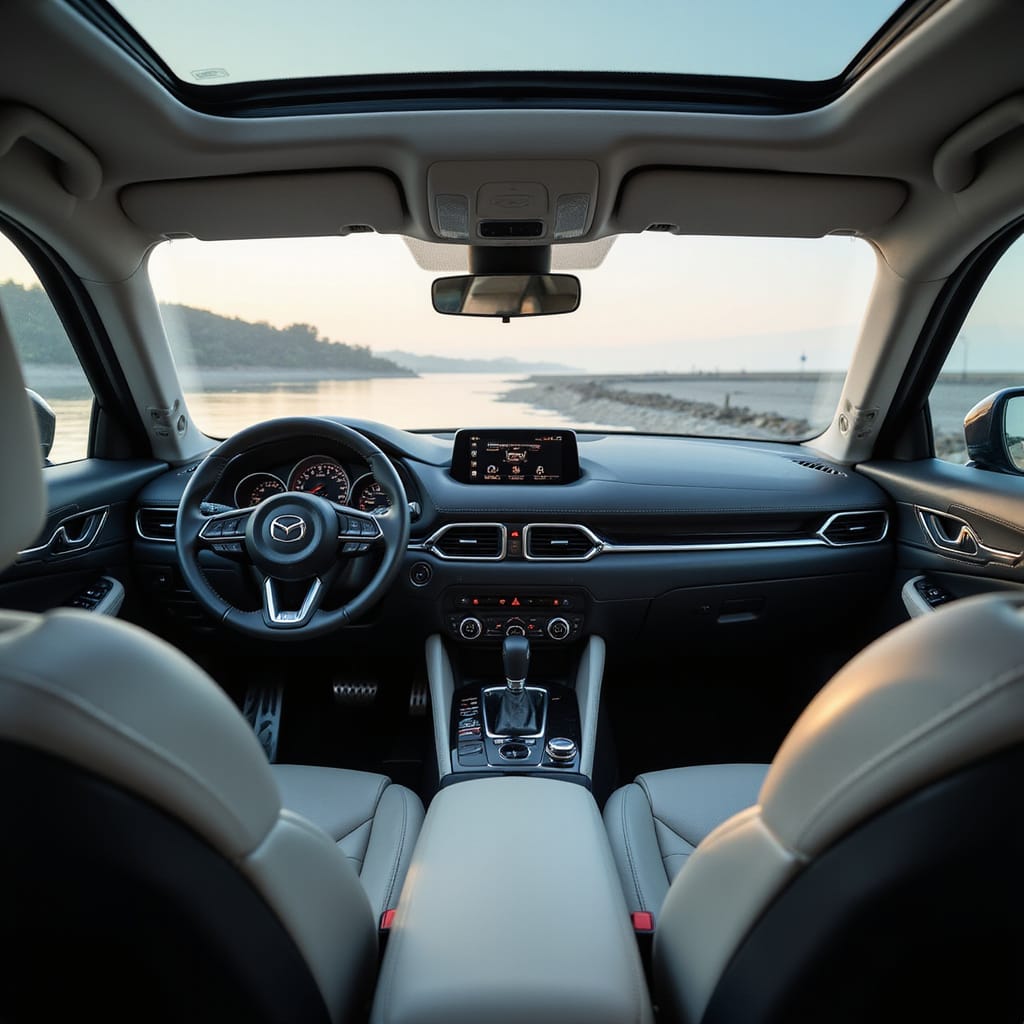 [Opis alt grafiki powiązanej z tematem] Lintérieur du nouveau Mazda CX-5 avec son écran tactile central géant et son design moderne.
