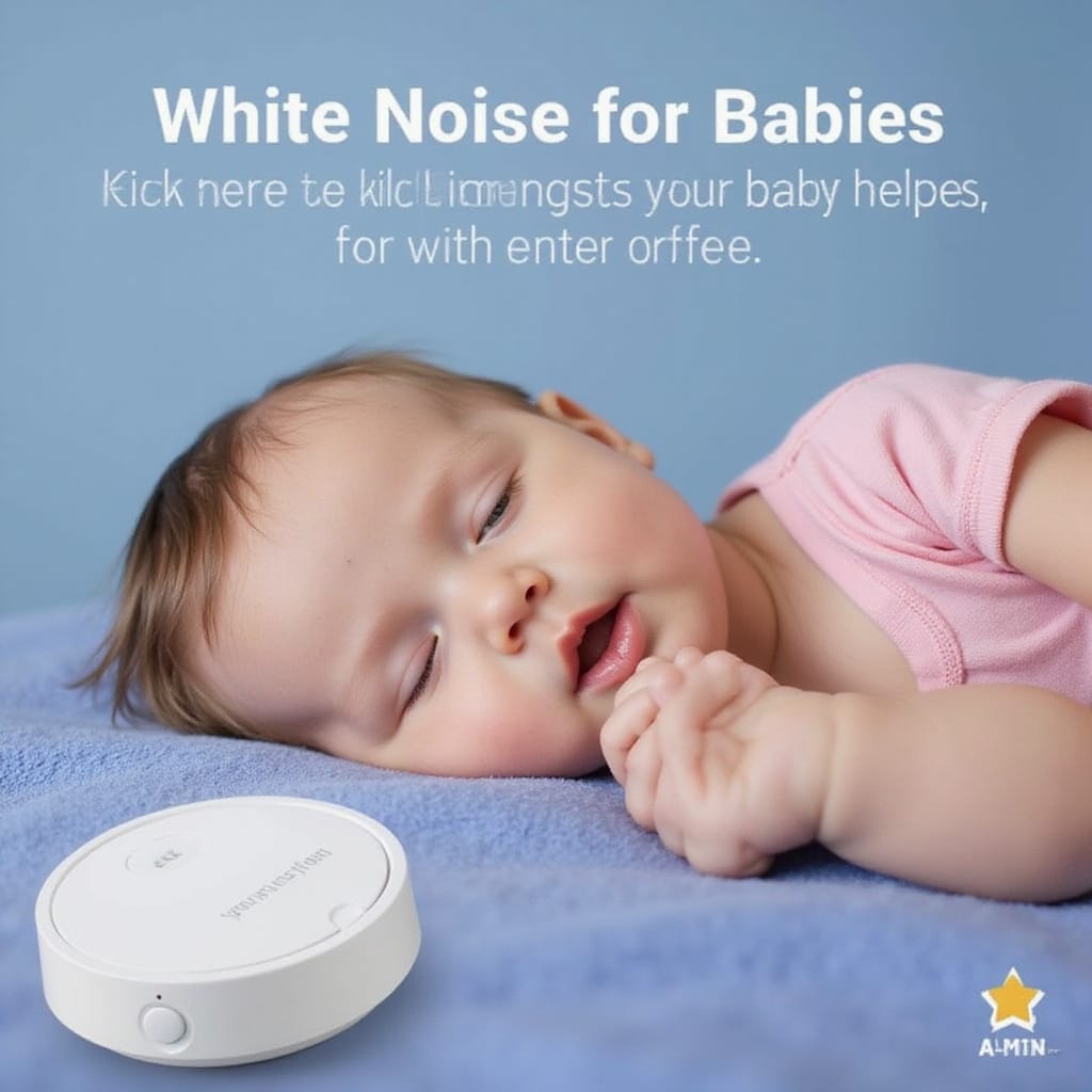 Un bébé endormi paisiblement avec un appareil diffusant des bruits blancs en arrière-plan.