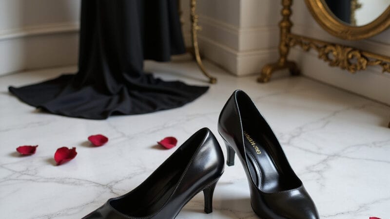 Femme portant des kitten heels élégantes avec une tenue chic pour une journée au bureau.