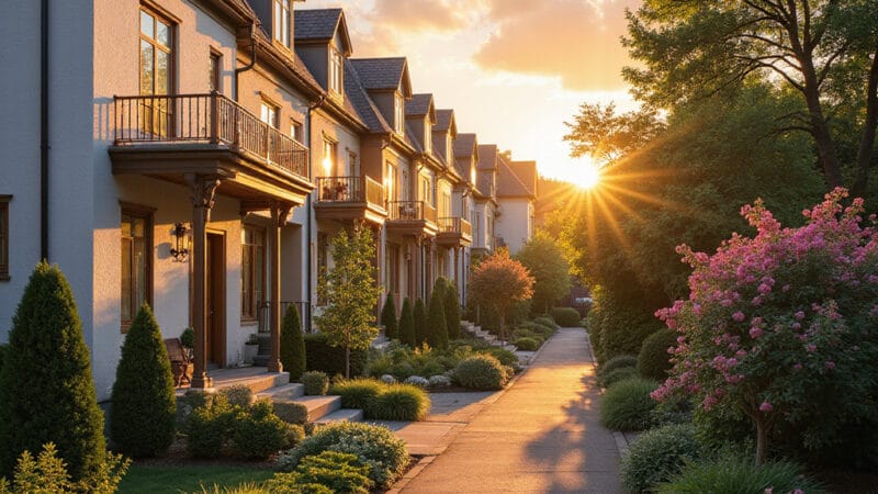 Une illustration comparant une maison en rangée et une maison individuelle, mettant en avant leurs différences architecturales et spatiales.
