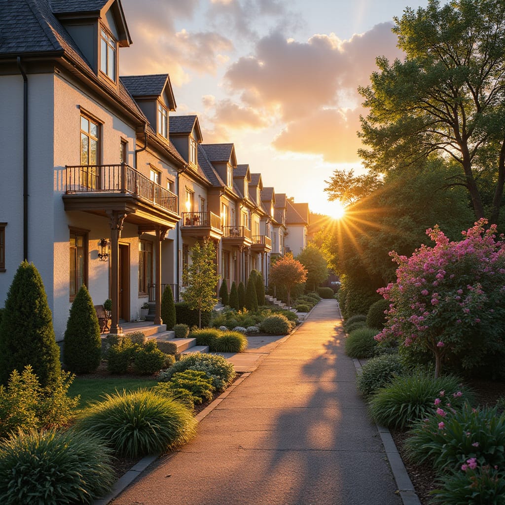 Une illustration comparant une maison en rangée et une maison individuelle, mettant en avant leurs différences architecturales et spatiales.
