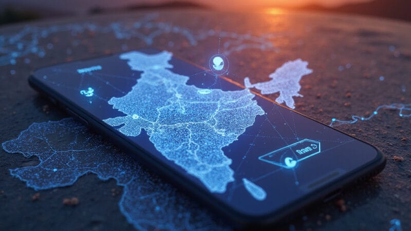 Image présentant lapplication ChatGPT sur un smartphone avec une interface en hindi, mettant en avant les nouvelles fonctionnalités de labonnement GO à 399 roupies par mois.