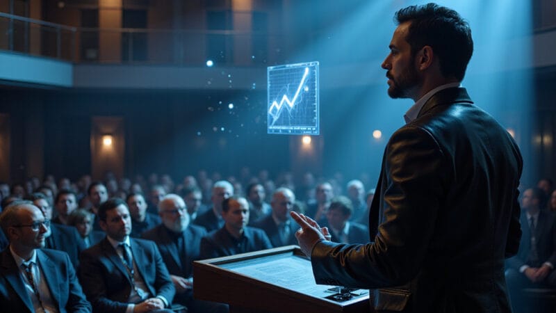 Alt-text : Elad Gil, investisseur tech légendaire, sur scène lors de TechCrunch Disrupt 2025, entouré d’un public captivé.