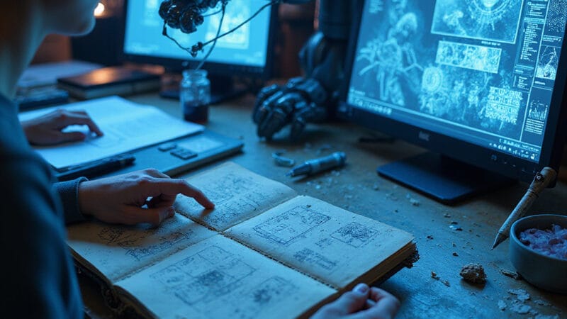 Alt-text : Illustration dun écran smartphone affichant des icônes dapplications avec, en arrière-plan, une IA générant un design automatique.