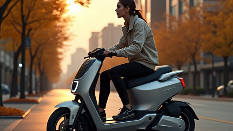 Une personne teste lautonomie dune trottinette électrique en ville, avec un compteur affichant la distance parcourue.