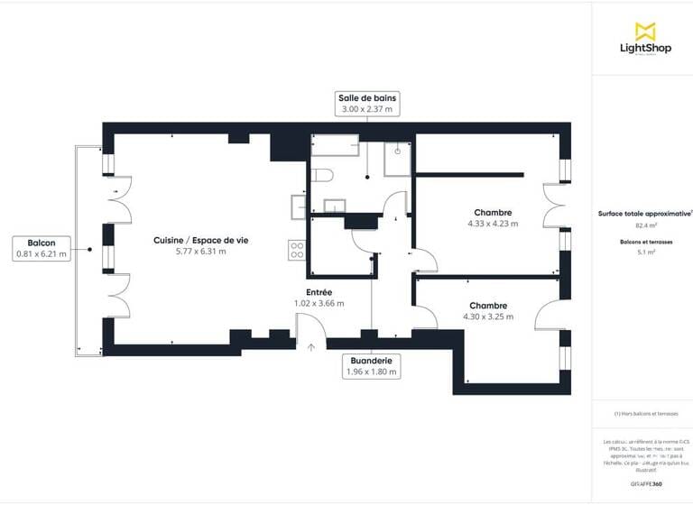 Magnifique appartement lumineux avec balcon et garage