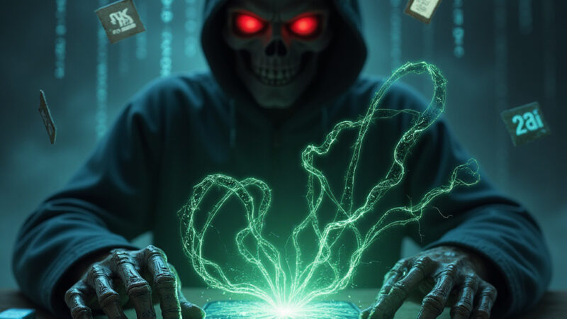 Image : Un smartphone affichant un message dalerte Surveillance détectée avec un cadenas brisé en arrière-plan.