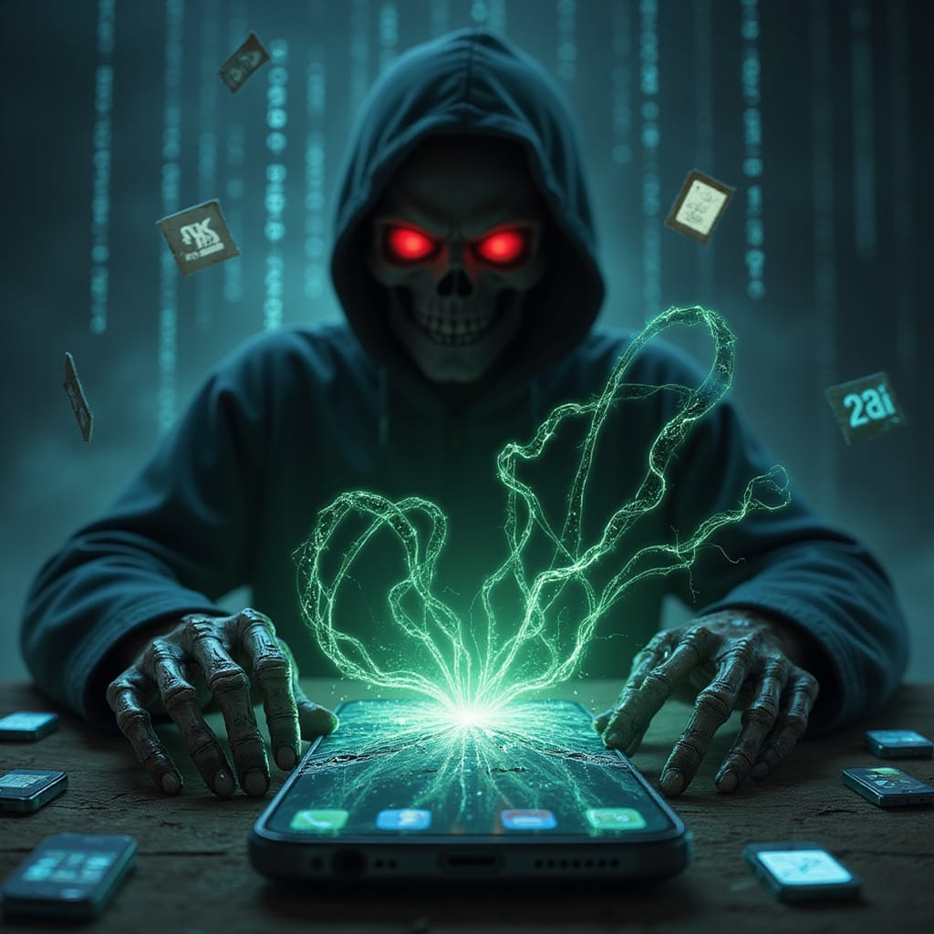 Image : Un smartphone affichant un message dalerte Surveillance détectée avec un cadenas brisé en arrière-plan.