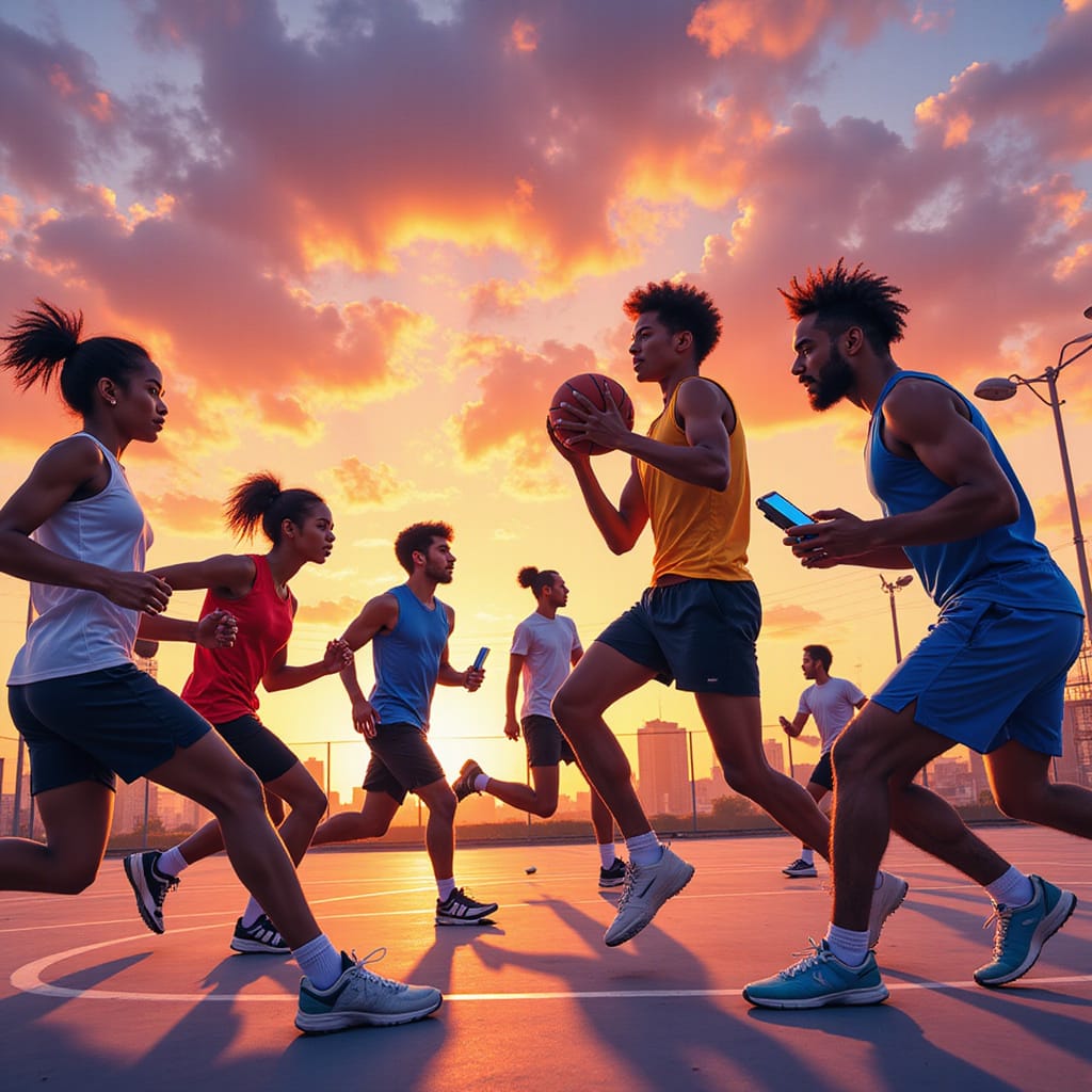 Application mobile Mmotion montrant une carte de New York avec des points de rencontre et des profils damis potentiels ```