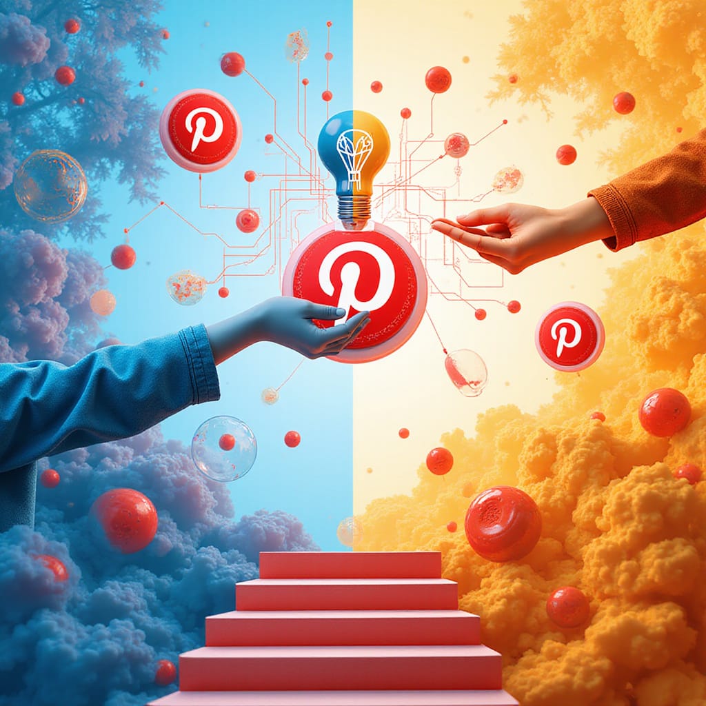 Alt-text : Un tableau Pinterest généré par IA avec des recommandations de produits personnalisés.