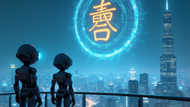 Alt-text : Illustration stylisée dun cerveau IA connecté à des buildings japonais, symbolisant la collaboration entre SoftBank et OpenAI.
