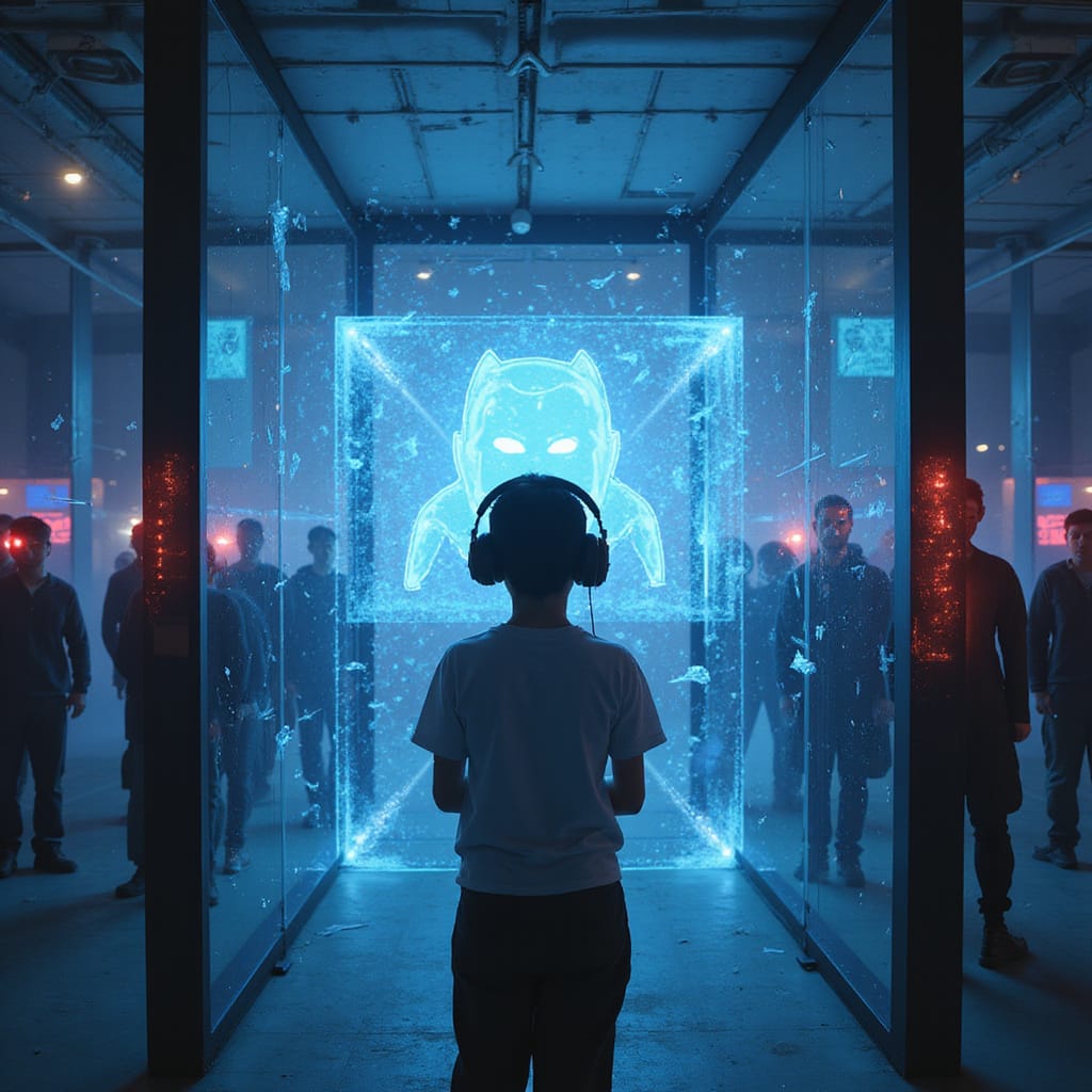 Alt-text : Jeune utilisateur de Discord devant son écran avec une notification de vérification dâge saffichant sur linterface de lapplication.